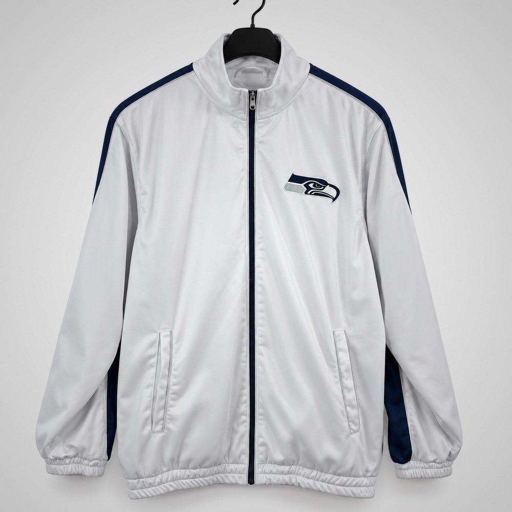 NFL G-III Seattle Seahawks Track Jacket Men's Size XXL White Full Zip Spellout